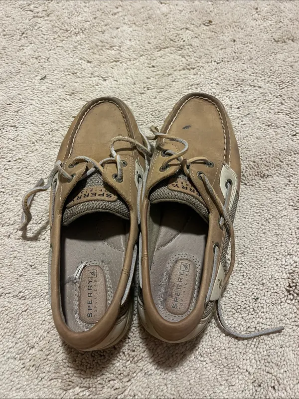 Sperry Women’s Tan and Cream Leather Boat Shoes - Image 2
