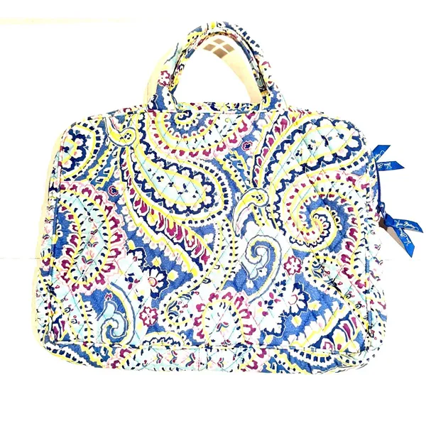 Vintage Vera Bradley Quilted Paisley Blue Zip Top Tote Bag Granola Girl Artsy - Image 2