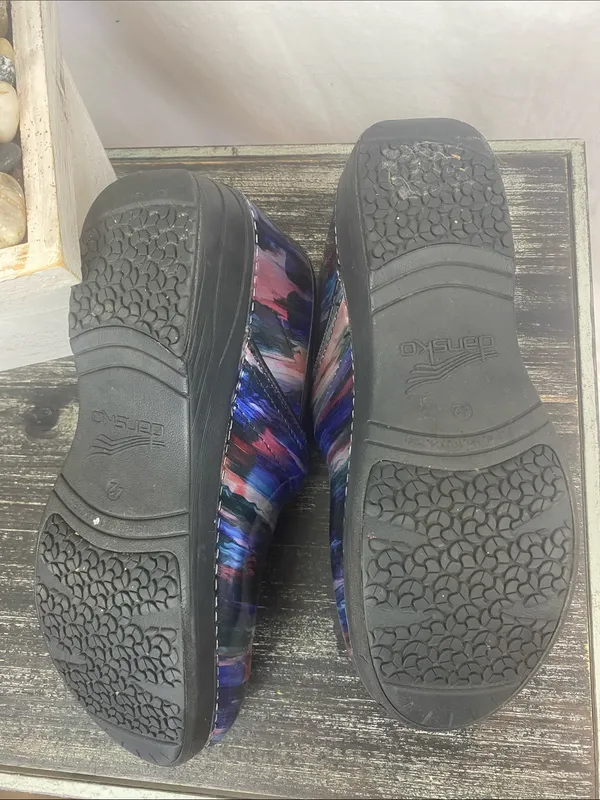 Dansko Black Multi Print Slip On Clog Shoes 42 - Image 4
