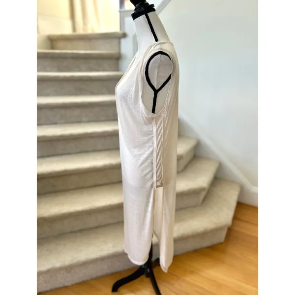 Free People We the Free Blush Cream Sheer Long Line Tank Top - Image 3