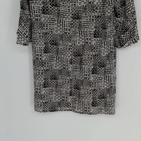 Garnet Hill Bell Sleeve Silk Shift Dress Women’s 10 Black White Geometric Office - Image 13