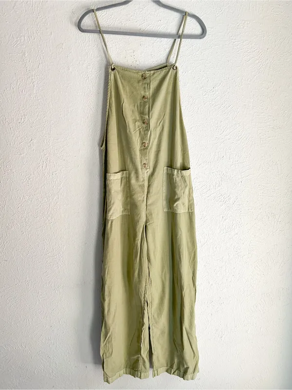 Billabong Beach Cruiser Playsuit Olive Green Wide Leg Jumpsuit XL - Image 2