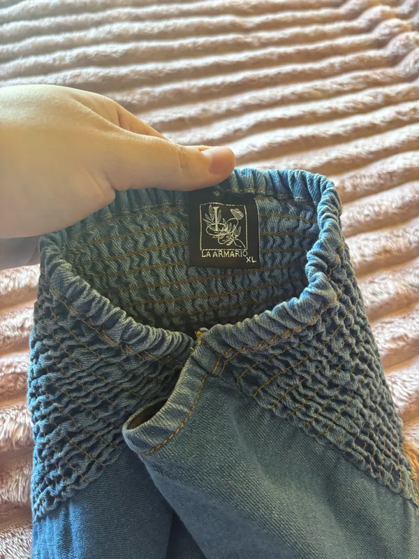 Blue Denim Strapless Pointed - Image 2
