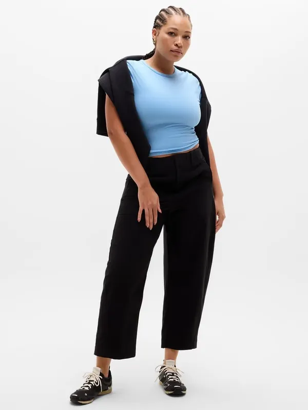 New Athleta S Signature Rib Crop Tee Breeze Blue Small Regular - Image 5