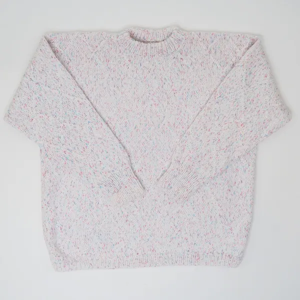 Vintage Homemade Pink & Blue Speckled Knit Sweater - Image 2