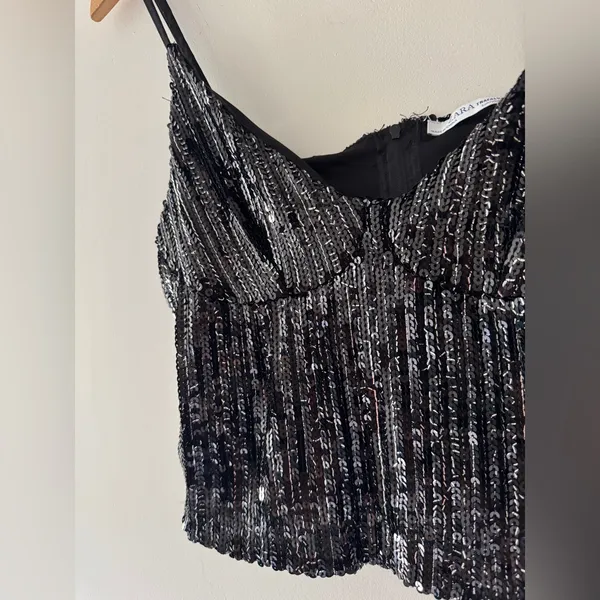 Zara Sequin Cami‎ Crop Top - Image 3