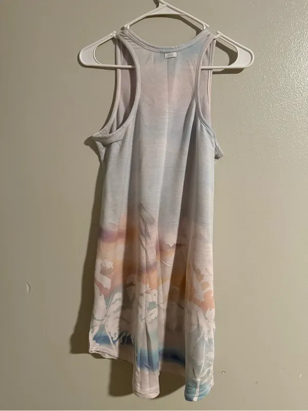 Kensie Pastel Tie-Dye Floral Tank Top - White, Pink, Peach, Blue - Image 4