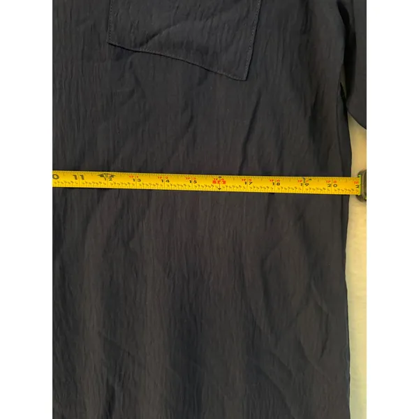 BMJL Womens Navy Blue Midi Shirt Dress V-Neck Roll Tab Sleeve Pockets‎ Large NWT - Image 7
