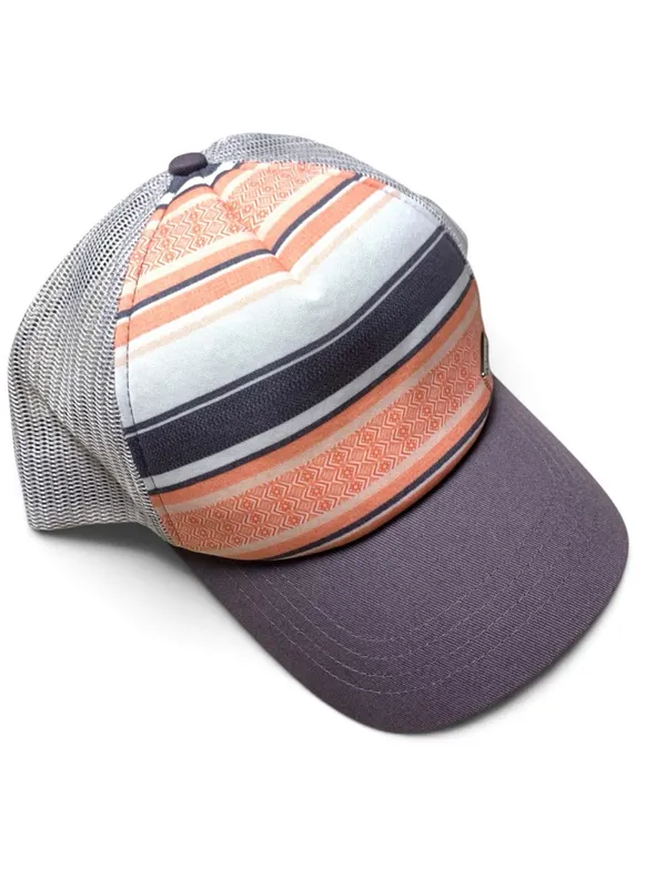 Columbia Women's Pink and Gray Striped Mesh Trucker Hat - Image 3