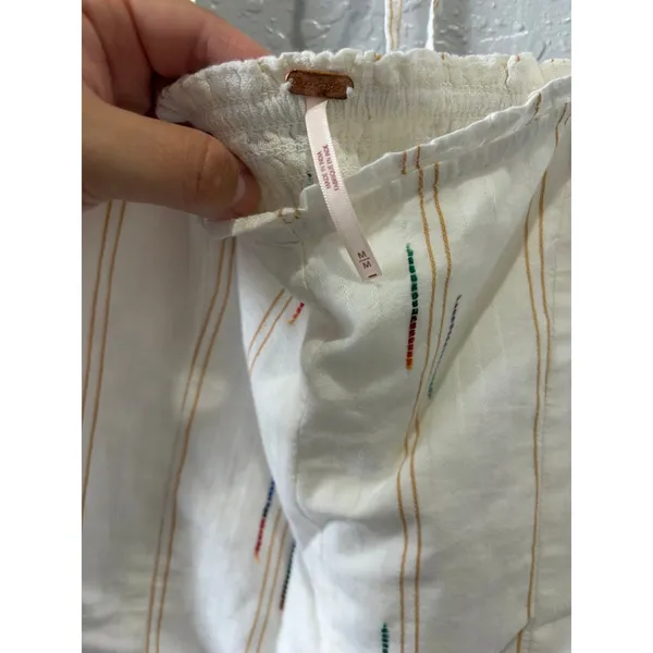 Free People Seratonin Corset Top Shirt Blouse Linen Ivory Combo Boho - Image 5
