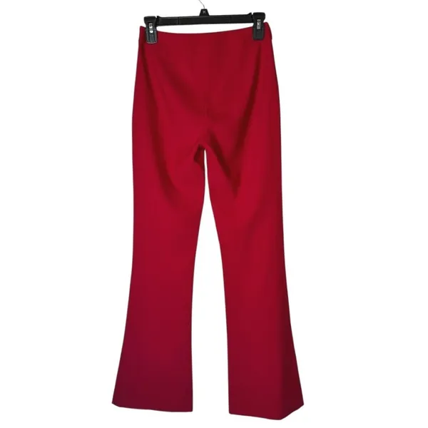 Intermix Pants Women‎ XS Red Cherry Raia Flare Trouser High Rise Side Zip Preppy - Image 2