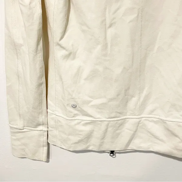 Lululemon Daily Yoga Jacket Polar Cream Collared Athletic Full Zip‎ Size 6 - Image 6