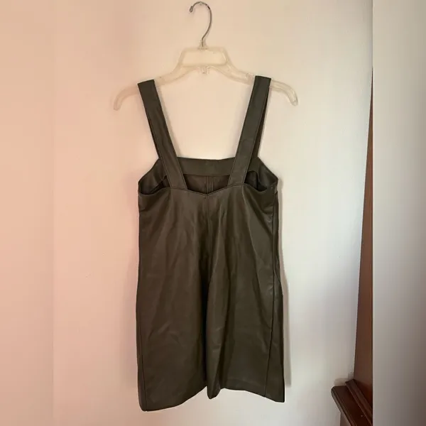 Abercrombie & Fitch Faux Leather Mini Dress Pockets Size XS Green - Image 8