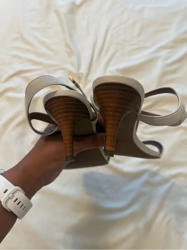 Coach | Melodie leather t-strap kitten heel sandals in chalk white | 7.5 - Image 5
