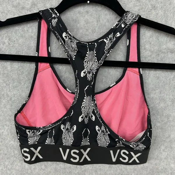 VSX Sport Victoria's Secret Sports Bra Black Size Medium Zebra Racer back - Image 6