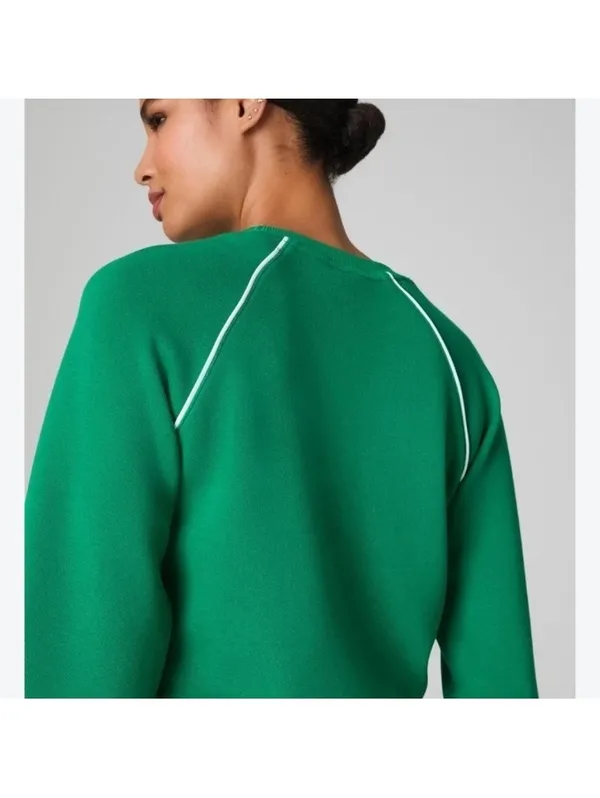 SPANX Airpiqué Long Sleeve Crewneck Top Field Green Women’s Small 21351R - Image 11