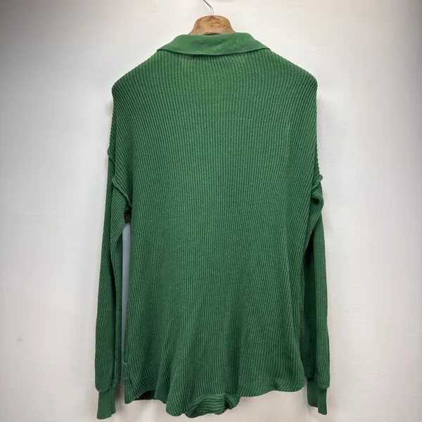 Free People Beach Picnic‎ Sweater Romper Size XS Green Cotton Linen Ribbed Knit - Image 6
