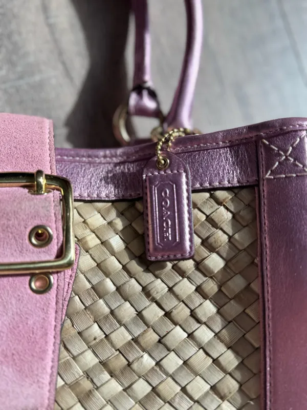 Coach Vintage 2004 Pink Straw Tote Bag - Style 4419 - Image 12