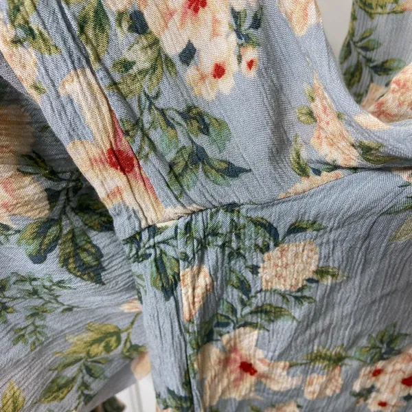 American Eagle women’s blue green floral‎ sleeveless capri jumpsuit summer XS - Image 2