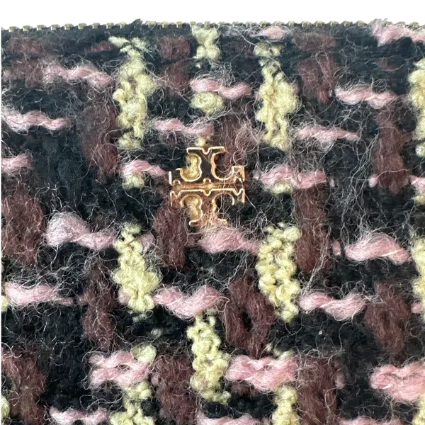 Tory Burch Kira Small Tweed Camera Bag Crossbody Black Pink Gold Logo - Image 4