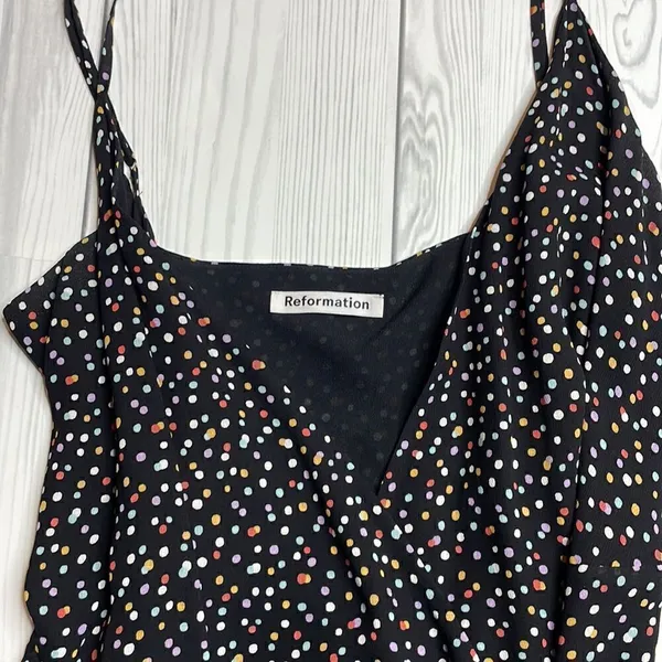 Reformation Troppo Confetti Wrap Dress Large Black - Image 4