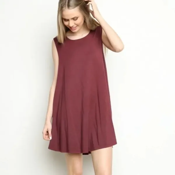 ✨ Brandy Melville Alena Swing Dress in Burgundy✨ - Image 2