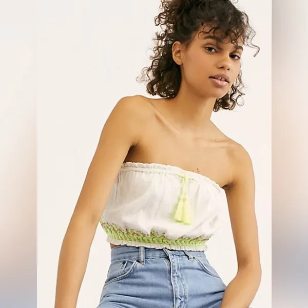 Free People No More Tiers Tube Top Neon Embroidered - Image 3