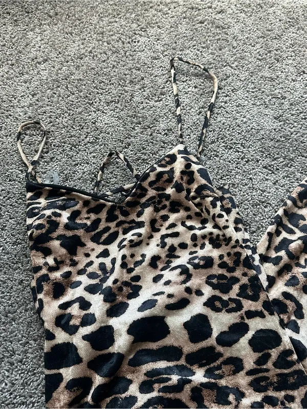 Blue Blush Leopard Print Maxi Dress in Tan and Black - Image 4