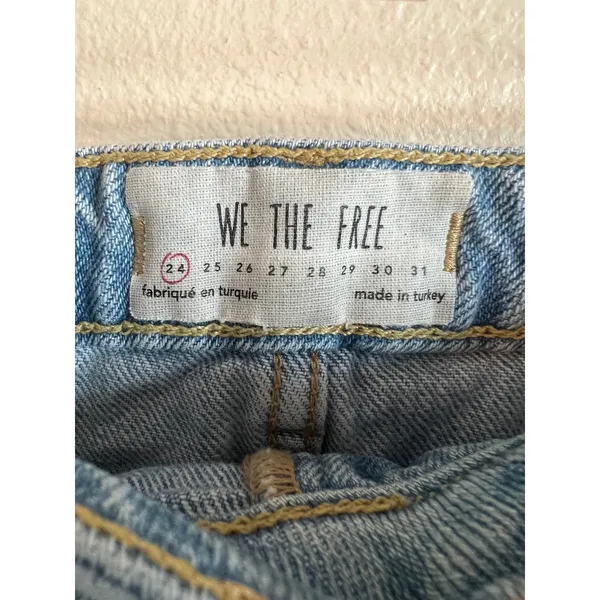 We The Free Denim Mini Skirt Womens 24 Light Wash Distressed Button Fly‎ Boho - Image 5