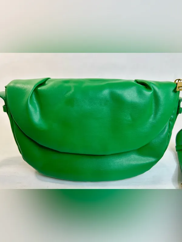 Free People Green Coney Vegan Crossbody, Soft Padded Crescent-Shaped Bag - Image 3