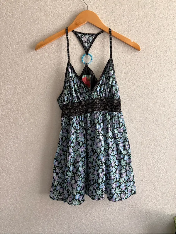 Free People Y2K Floral Boho Babydoll Cotton Racerback Tank Top Size S - Image 6