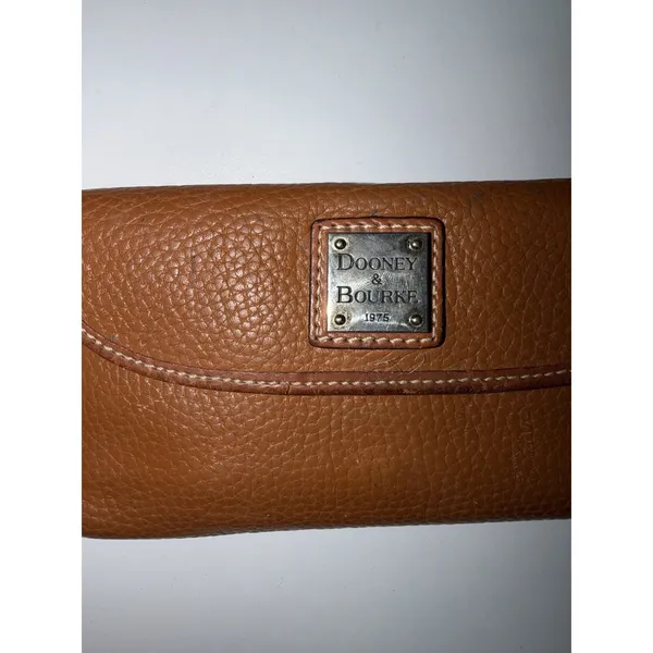 Dooney & Bourke‎ Tan Pebbled Leather Dillen Continental Wallet Clutch Trifold L - Image 4