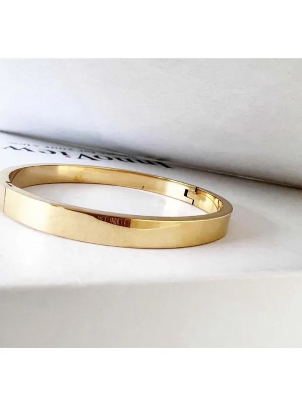 Gold Plated bangle Bracelet Mother Of Pearl Crystals stainless steel jewelry - Image 10