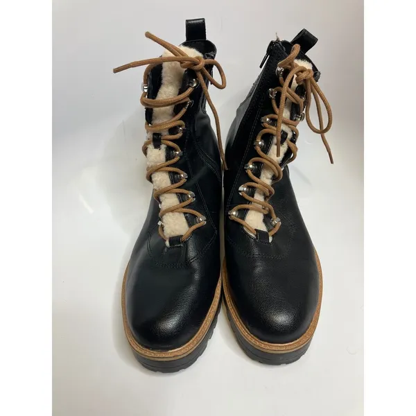 Nine West Ivani black lace up combat boots women's size‎ 11 faux leather trendy - Image 3