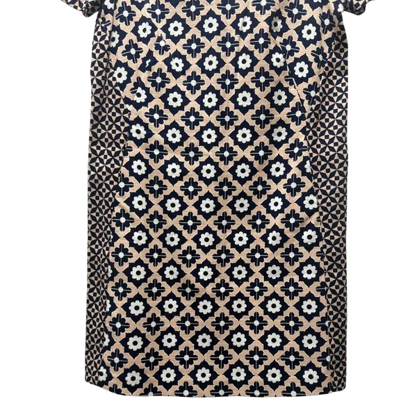 Boden Women's Dress Geometric Floral Print Short Sleeve Lt Pink‎ Navy Size 6 - Image 3