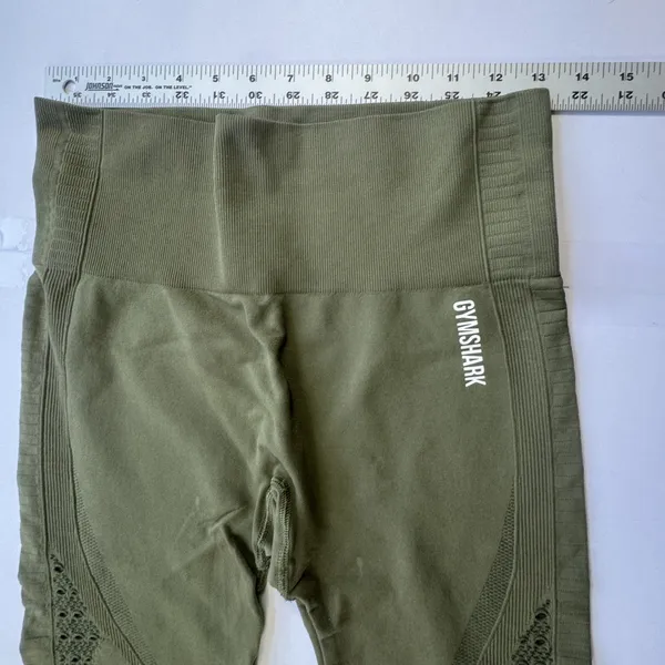 Gymshark Energy Seamless Leggings Olive Green Womens Medium High Waist Eyelet - Image 7