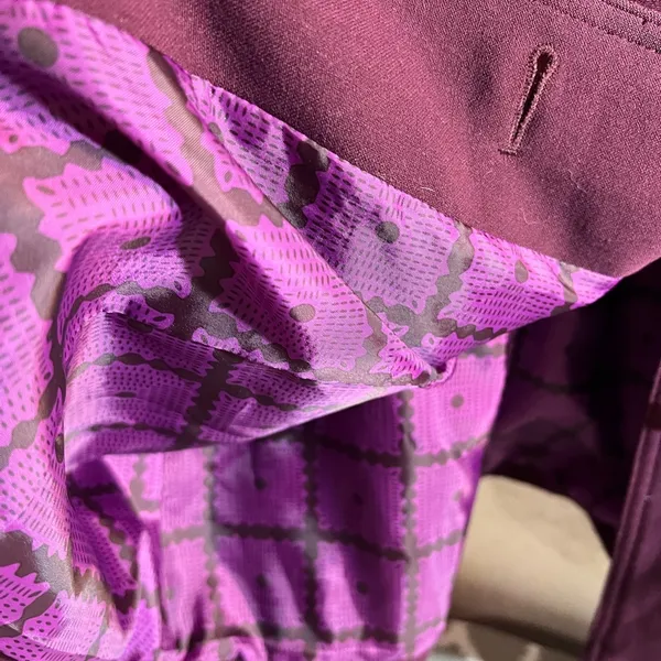 Rich Purple Structured Trench Coat with Military Design and Wide Lapel - Image 3