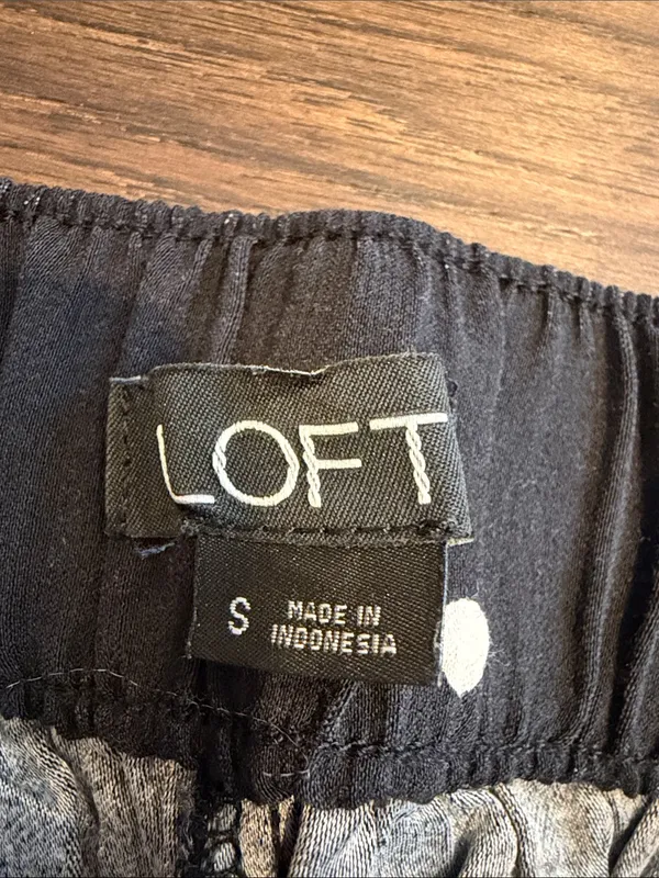 LOFT Black Polka Dot Wide-Leg cropped Pull-On Pants Size Small - C54-023 - Image 2