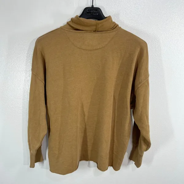 Aerie Good Vibes Turtleneck‎ Sweatshirt Tan Camel Oversized Pullover Women's L - Image 4