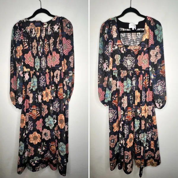 La Ligne Patchwork Quilt Maxi Dress Size XS Blue - Image 2