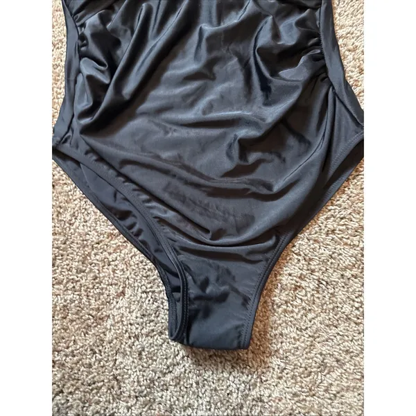 Summer Sunshine Women's Maternity One Piece Swimsuit Black Size M Black Ruched - Image 4