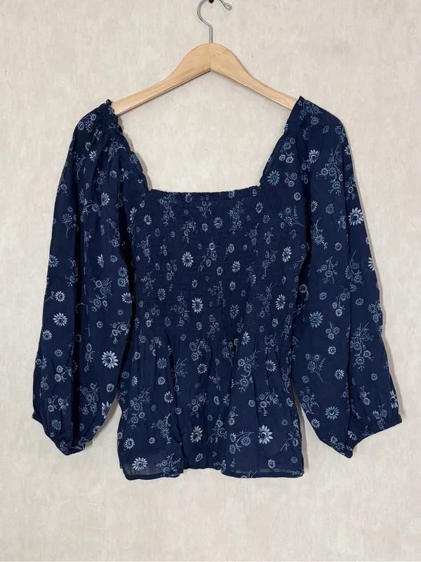 Madewell Women’s Lucie Smocked Peplum Top Square Neck in Floral Print 8 - Image 2