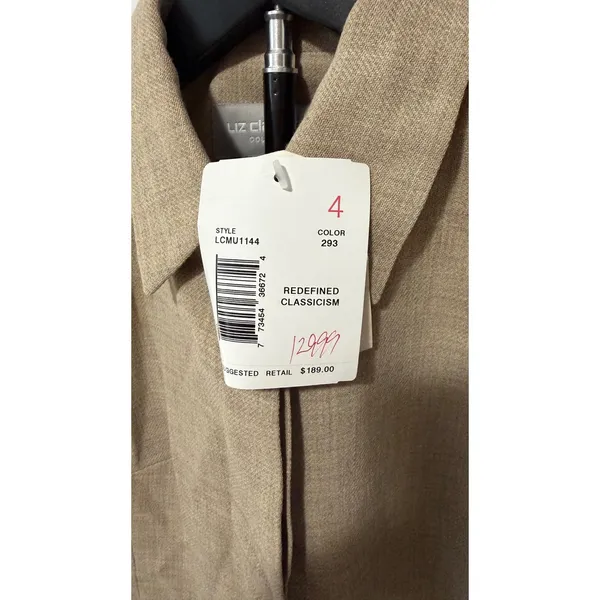 Liz Claiborne Collection Tan 100% Wool Hidden Button Blazer LCMU1144 Women 4 NEW - Image 4