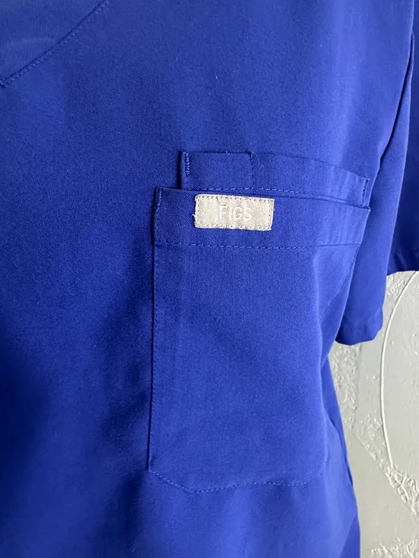 Figs Technical Collection V-Neck Scrub Top in Cobalt Blue - Image 7