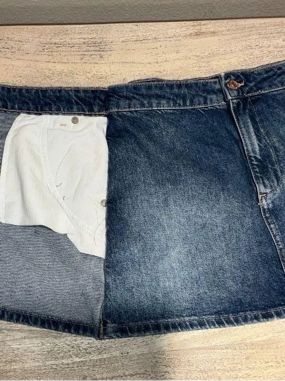 FREE PEOPLE Wynne Denim Mini Skirt in Cornflower Blue Size 28 New NWOT Wrap - Image 4