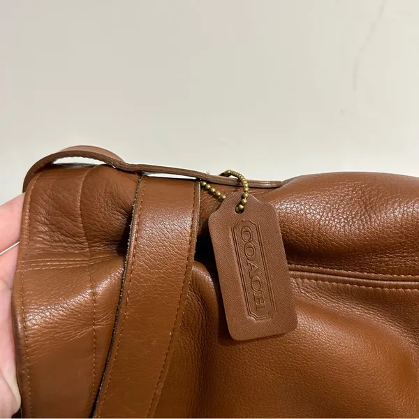 Vintage Coach 4156 Toffee Brown Leather Soho Belted Bucket Buckle Pouch Bag - Image 8