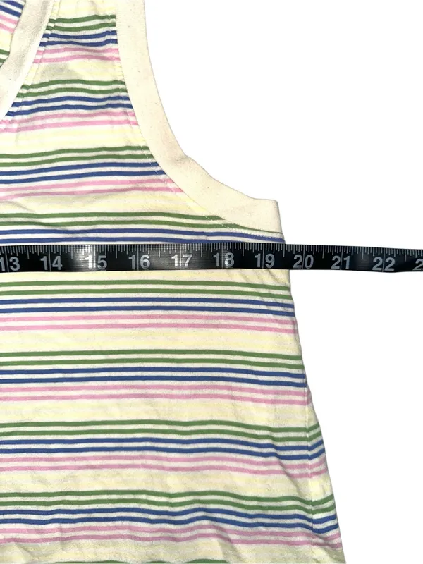 Pact Organic Cotton Sleeveless V-Neck Cream Stripe Mini Dress LARGE - Image 6