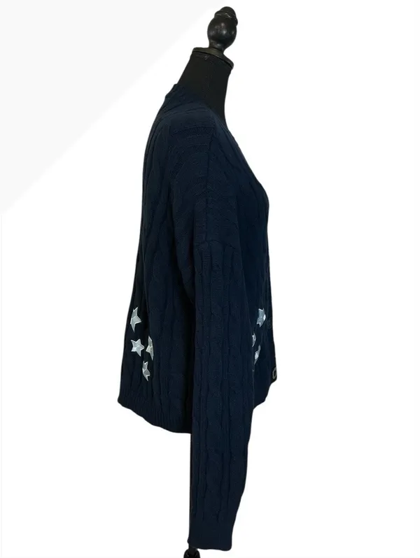 Taylor Swift Midnights Navy Blue Cable Knit Cardigan - Image 2