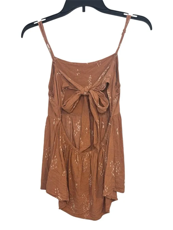 Thread & Supply Rust Brown Print Tiered Spaghetti Strap Top Size Small - Image 2
