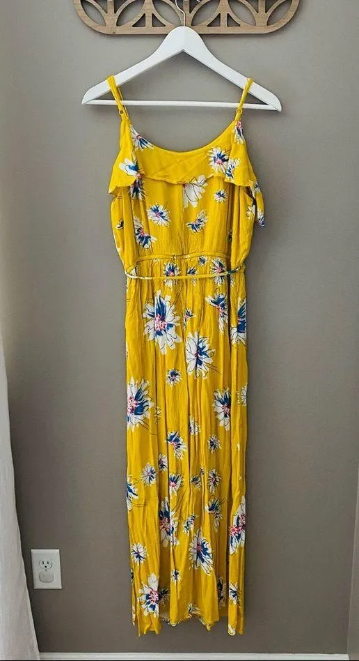 Charming Charlie Floral Print Maxi Dress Yellow Sz Medium - Image 9